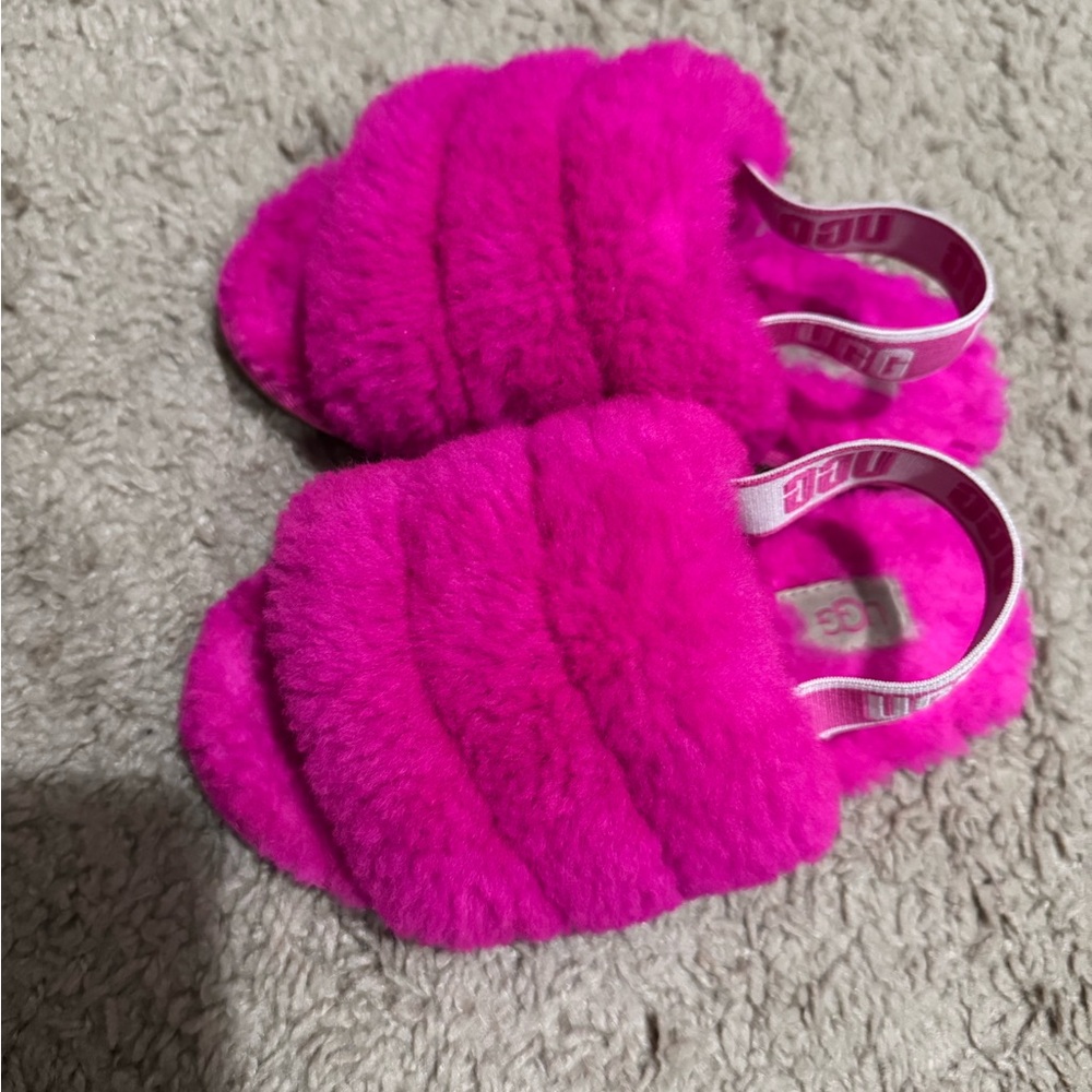 UGG Kids Fuzzy Hot Pink Slippers